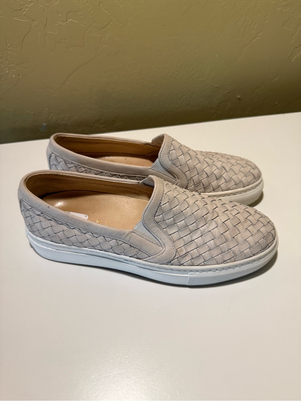 M Gemi The Cerchio Shoes Taupe Nubuck Woven Slip On Sneakers Women's Size 37